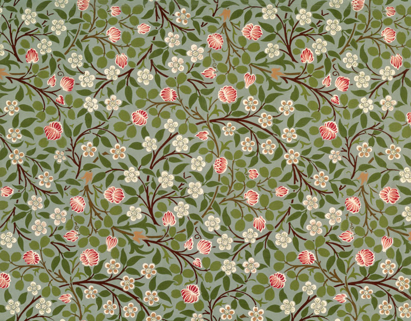 Small pink and white flower wallpaper de - William Morris as art