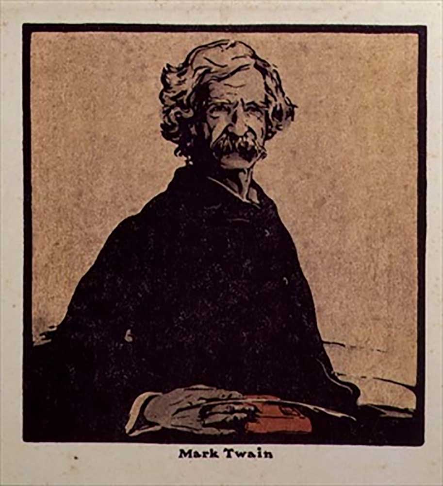 Mark Twain (1835-1910) illustration from Twelve Portraits, published 1899 from William Nicholson