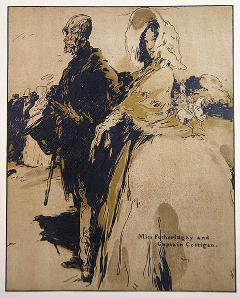 Miss Fotheringay and Captain Costigan, illustration from Characters of Romance, first published 1900 from William Nicholson