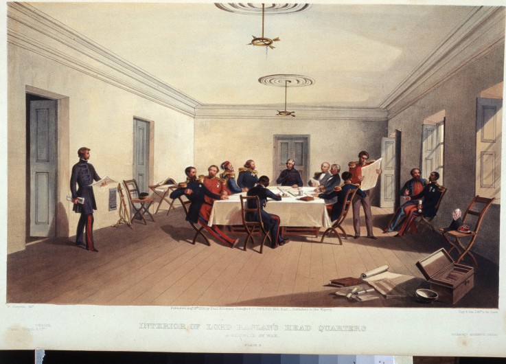 A council of war at Lord Raglan's Head Quarters from William Simpson