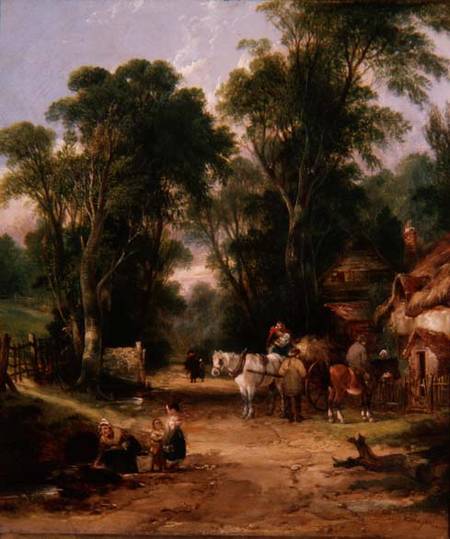 Village Scene with Figures from William Snr. Shayer