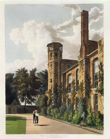 Part of St. Peter's College (Peterhouse) from the Private Garden, Cambridge, from 'The History of Ca from William Westall