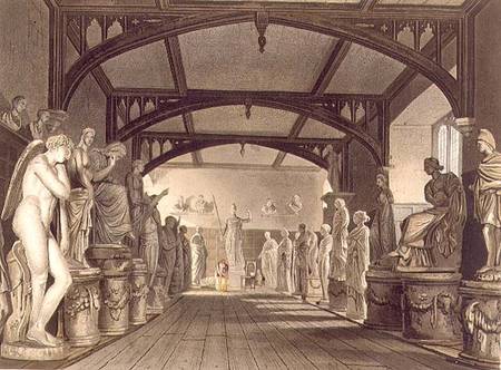 The Statue Gallery, illustration from the 'History of Oxford', engraved by Frederick Christian Lewis from William Westall
