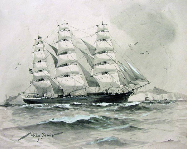 Ein Vollschiff vor den Felsen von Dover from Willy Stöwer