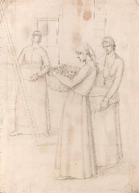 Study for Design for Wall Decoration - Three Women Bearing Baskets of Apples