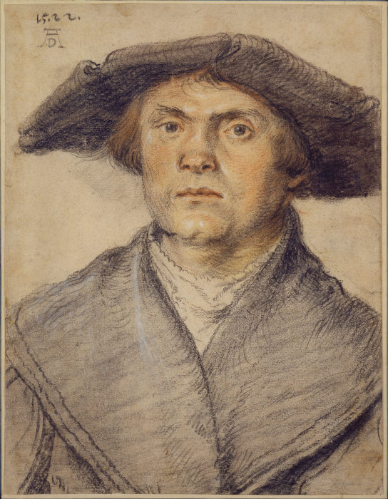 Portrait of a Man Waering a Fur-Lined Coat and Broad-Rimmed Hat from Wolf Huber