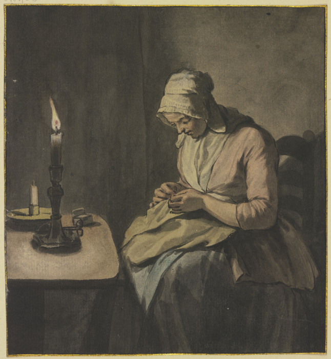 Frau im Kerzenschein bei der Handarbeit from Wybrand Hendriks