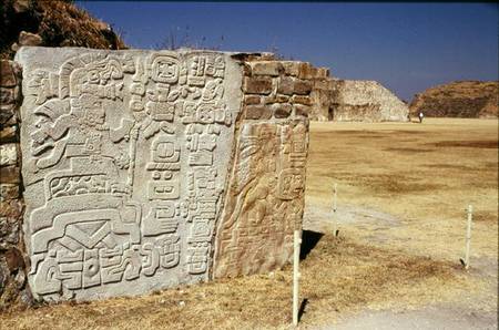 Wall carved with hieroglyphics (stone) from Zapotec