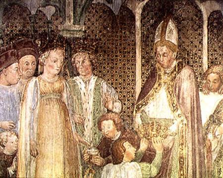 Queen Theodolinda and Pope Gregory the Great (c.540-604) Exchanging Gifts from Zavattari  Family