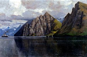 Nordlandfjord with a steamship from Zeno Diemer